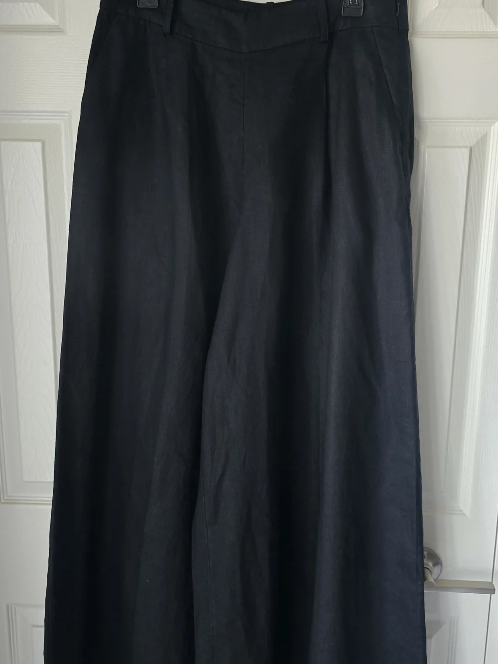 Banana Republic Black 100% Linen Wide Leg Pants & Ruffle Crop Top Set